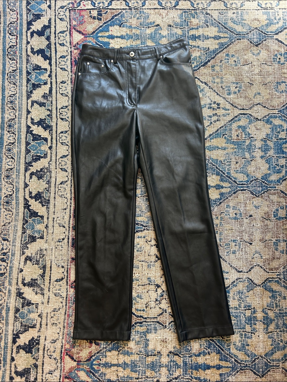 7 For All Mankind Black Faux Leather Pants